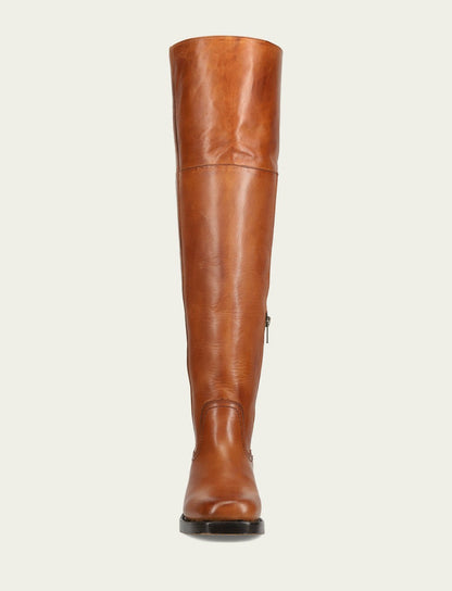 FRYE Women's Cognac Campus Low Heel Over The Knee Boot