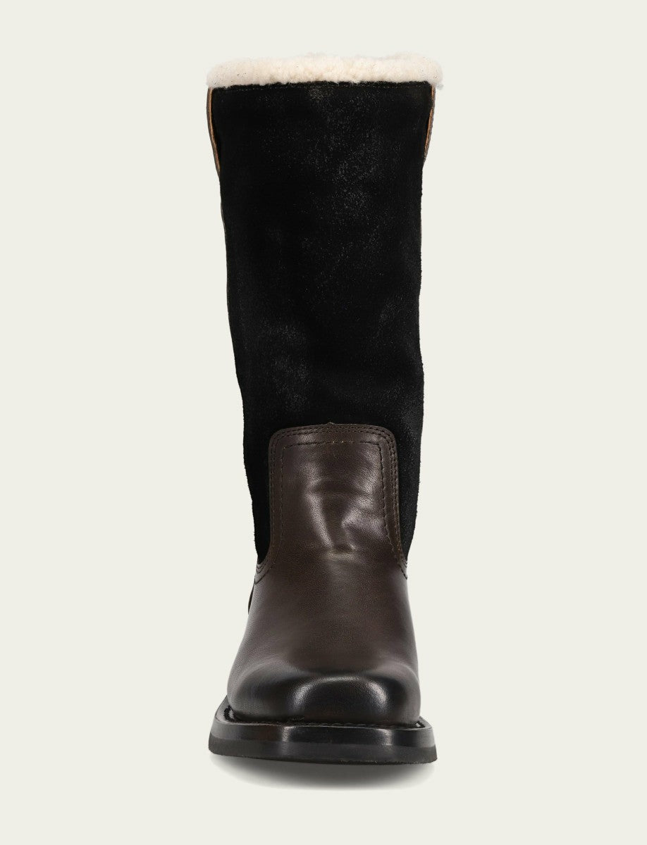 FRYE Women's Black Campus Low Heel Mid Shearling Boot