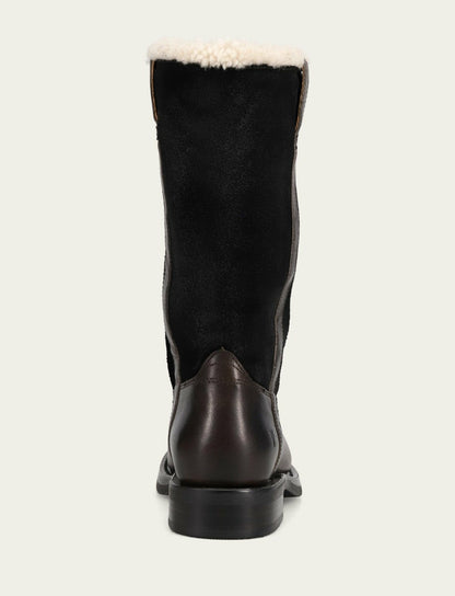 FRYE Women's Black Campus Low Heel Mid Shearling Boot