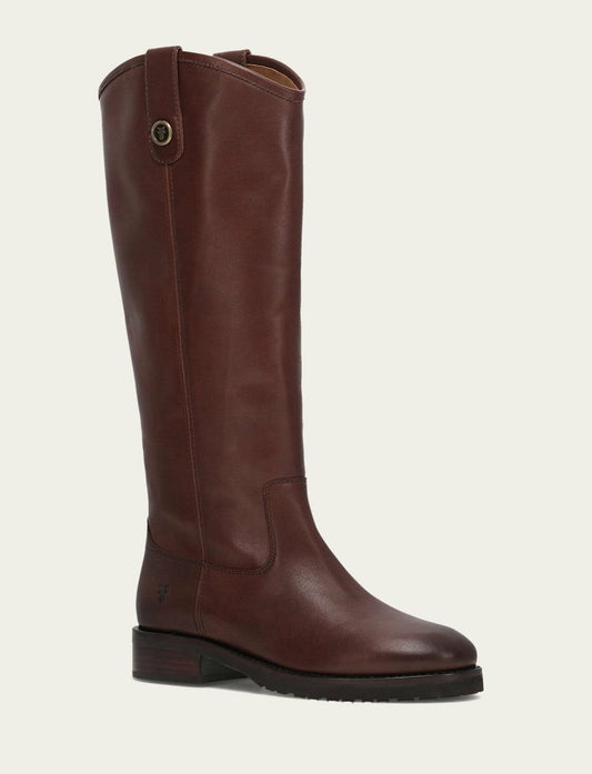 FRYE Women's Brown Melissa Lug Button Tall Boot