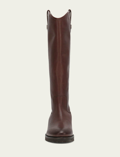 FRYE Women's Brown Melissa Lug Button Tall Boot