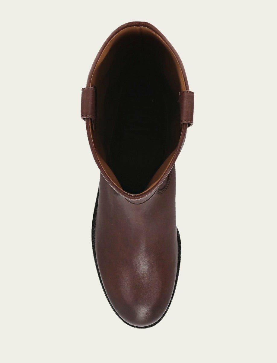 FRYE Women's Brown Melissa Lug Button Tall Boot
