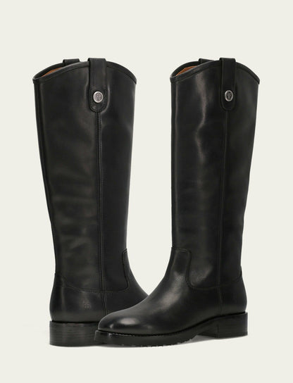 FRYE Women's Black Melissa Lug Button Tall Boot