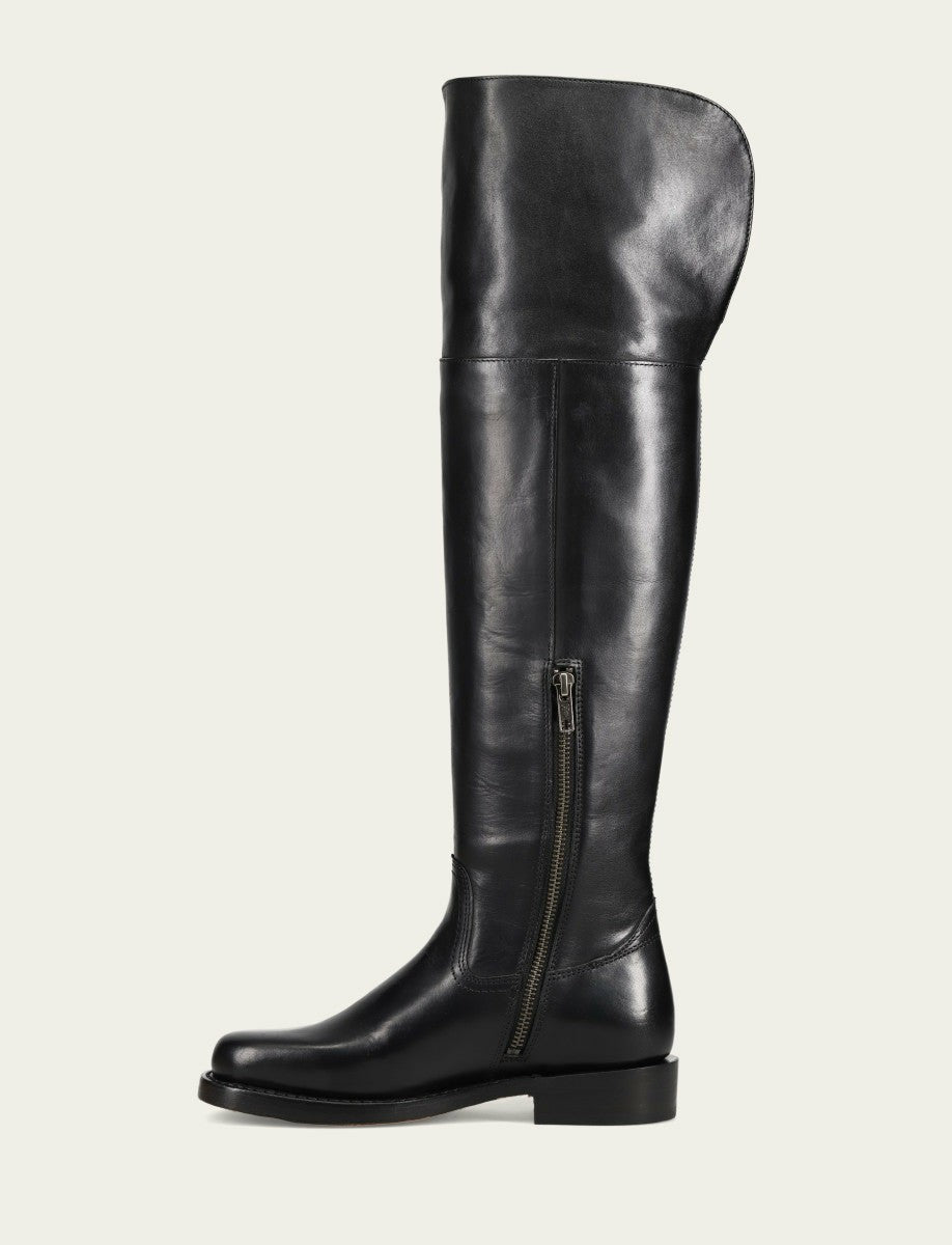 FRYE Women's Black Campus Low Heel Over The Knee Boot
