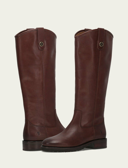 FRYE Women's Brown Melissa Lug Button Tall Wide Calf Boot