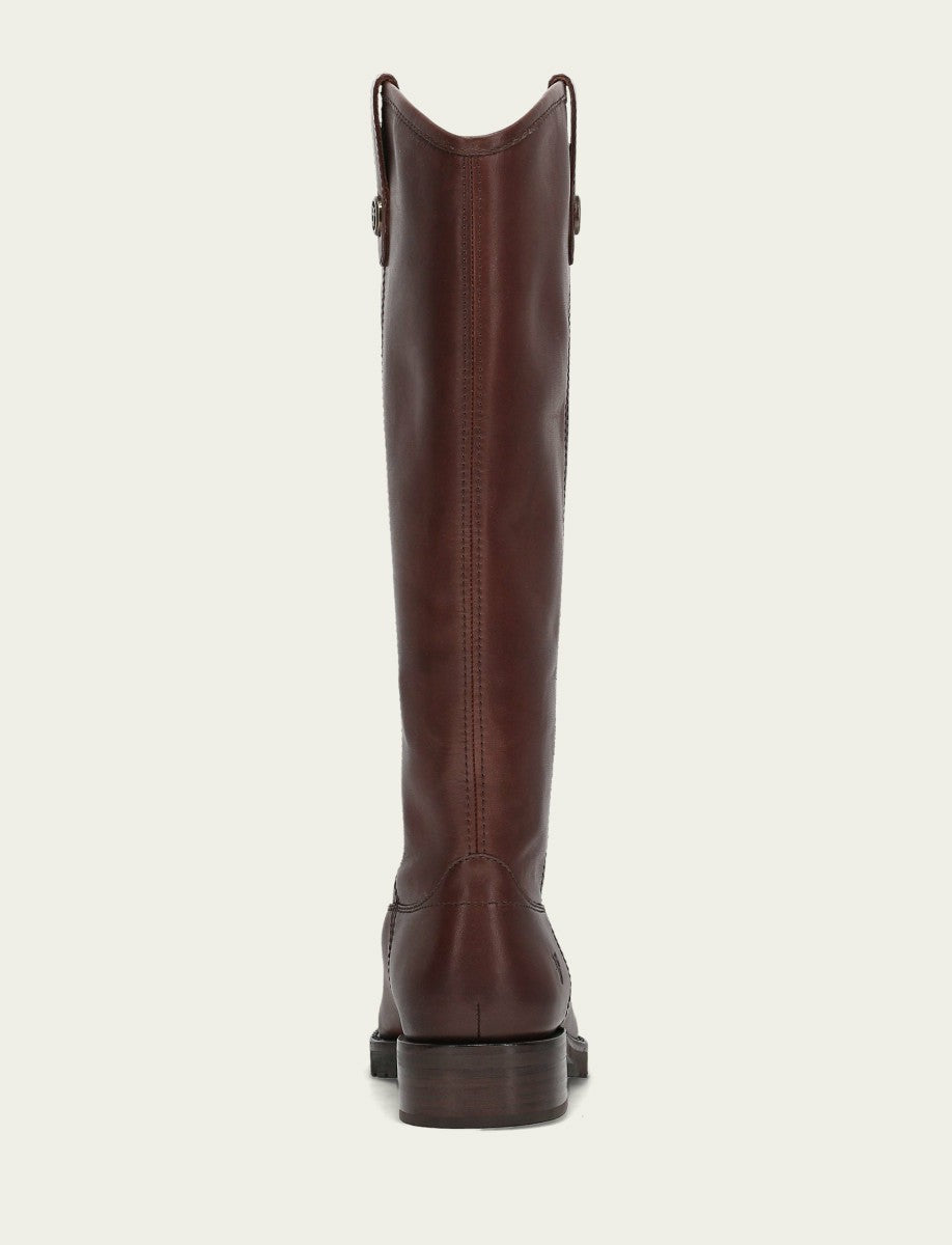 FRYE Women's Brown Melissa Lug Button Tall Wide Calf Boot