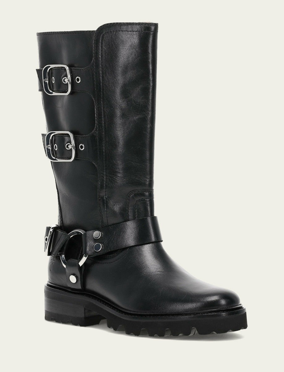 FRYE Women's Black Olivia Moto Mid Boot