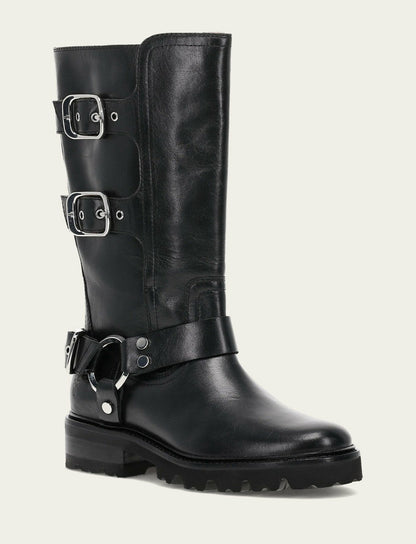 FRYE Women's Black Olivia Moto Mid Boot
