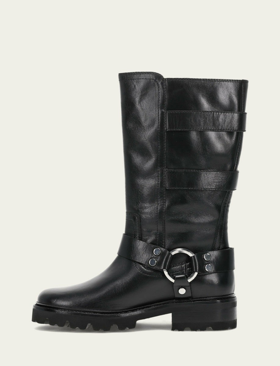FRYE Women's Black Olivia Moto Mid Boot