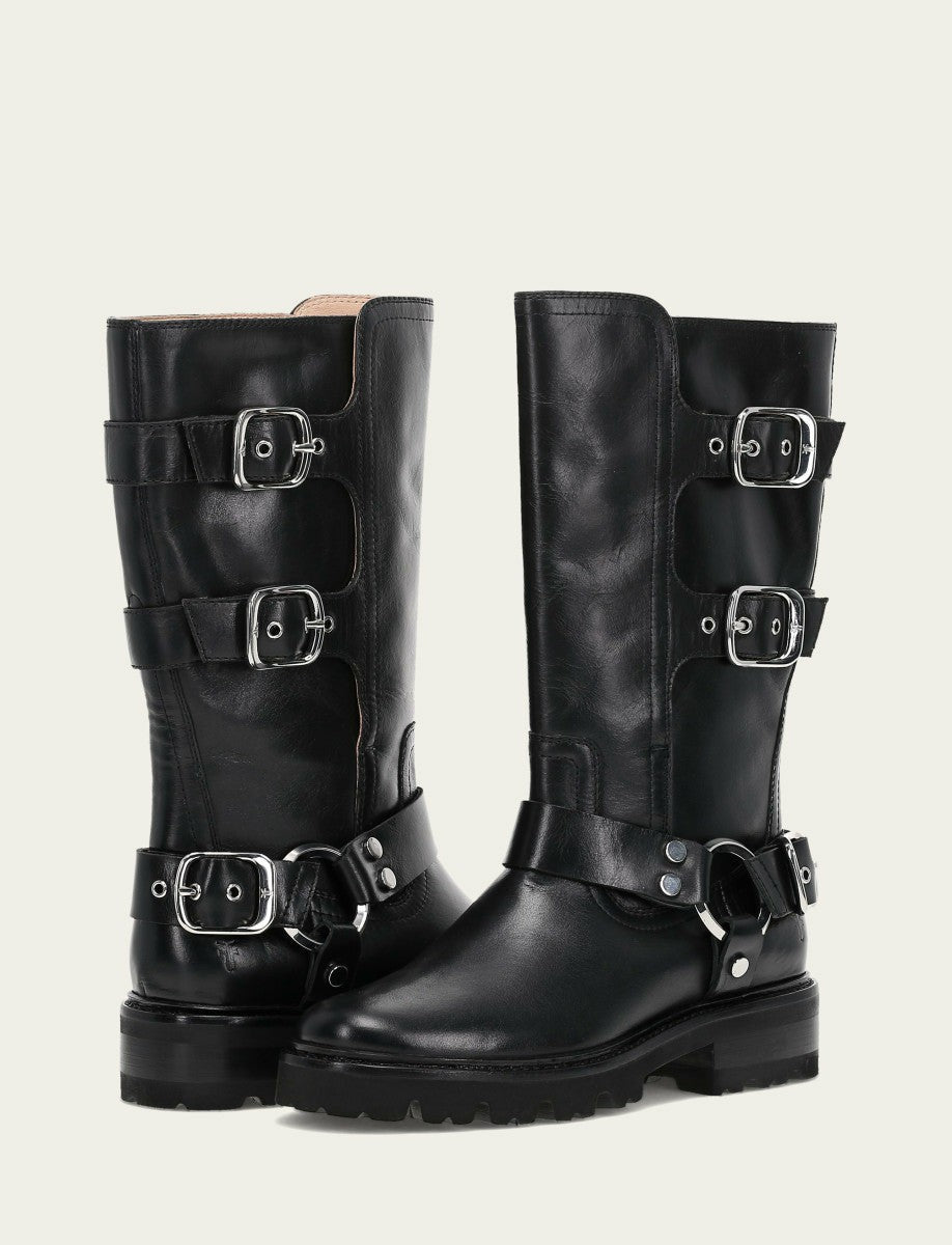 FRYE Women's Black Olivia Moto Mid Boot