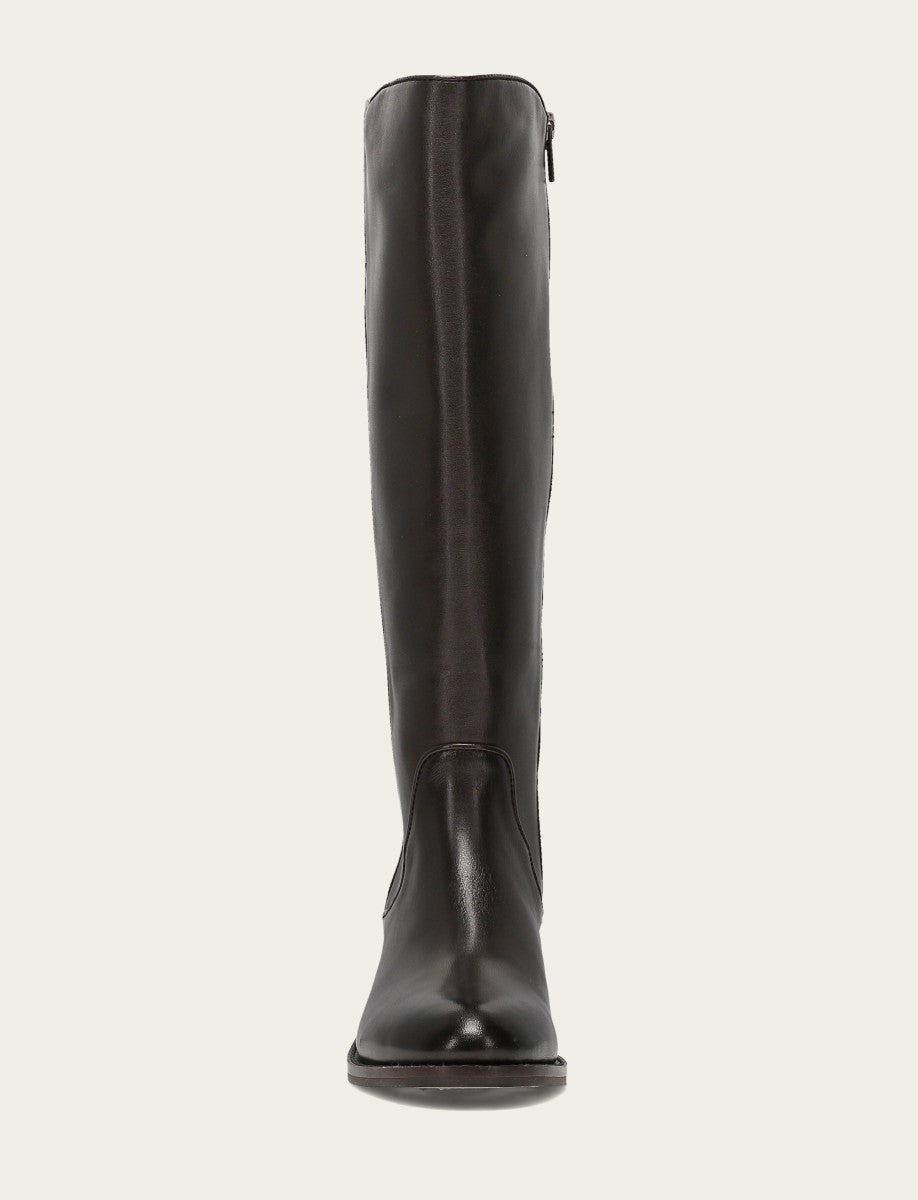 FRYE Women's Dark Brown Carson 2 Piping Tall Wide Calf Boot