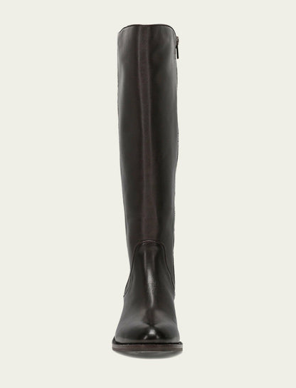 FRYE Women's Dark Brown Carson 2 Piping Tall Wide Calf Boot