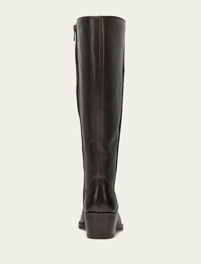 FRYE Women's Dark Brown Carson 2 Piping Tall Wide Calf Boot