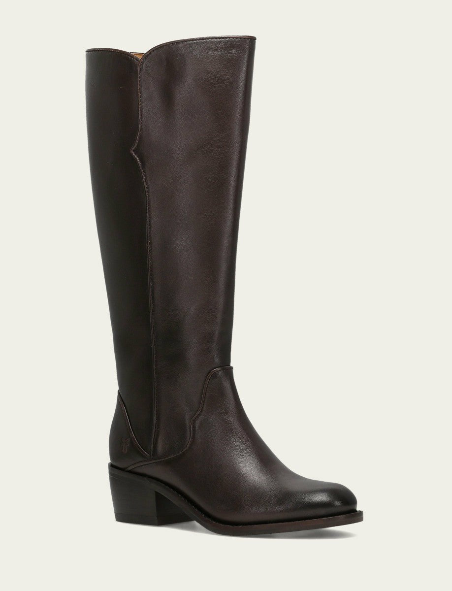 FRYE Women's Dark Brown Carson 2 Piping Tall Boot