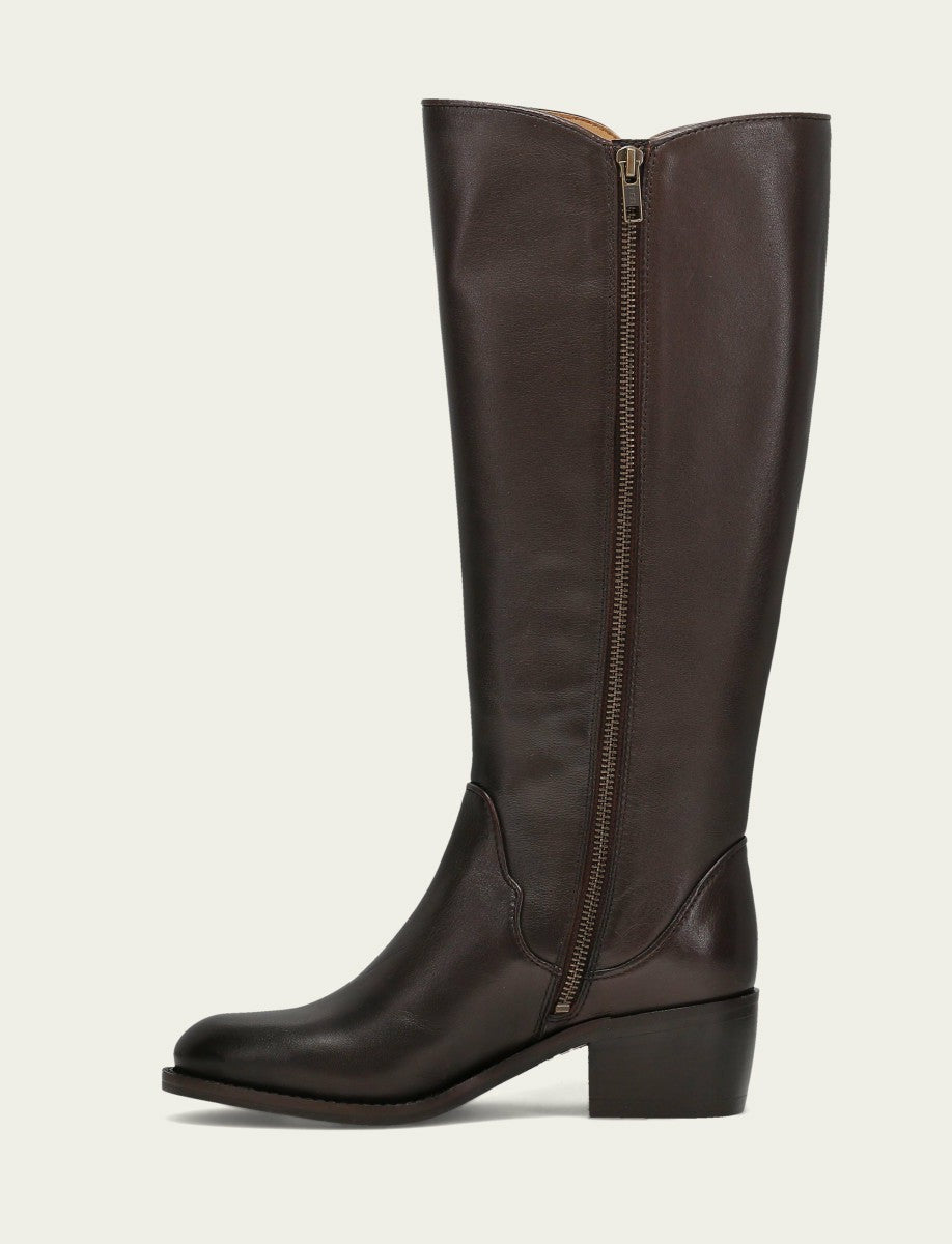 FRYE Women's Dark Brown Carson 2 Piping Tall Boot
