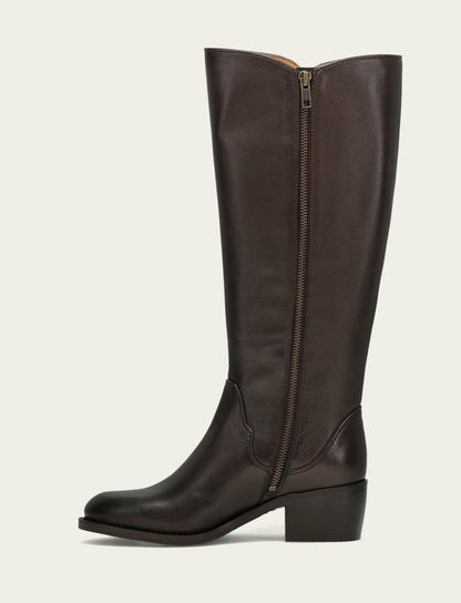 FRYE Women's Dark Brown Carson 2 Piping Tall Boot