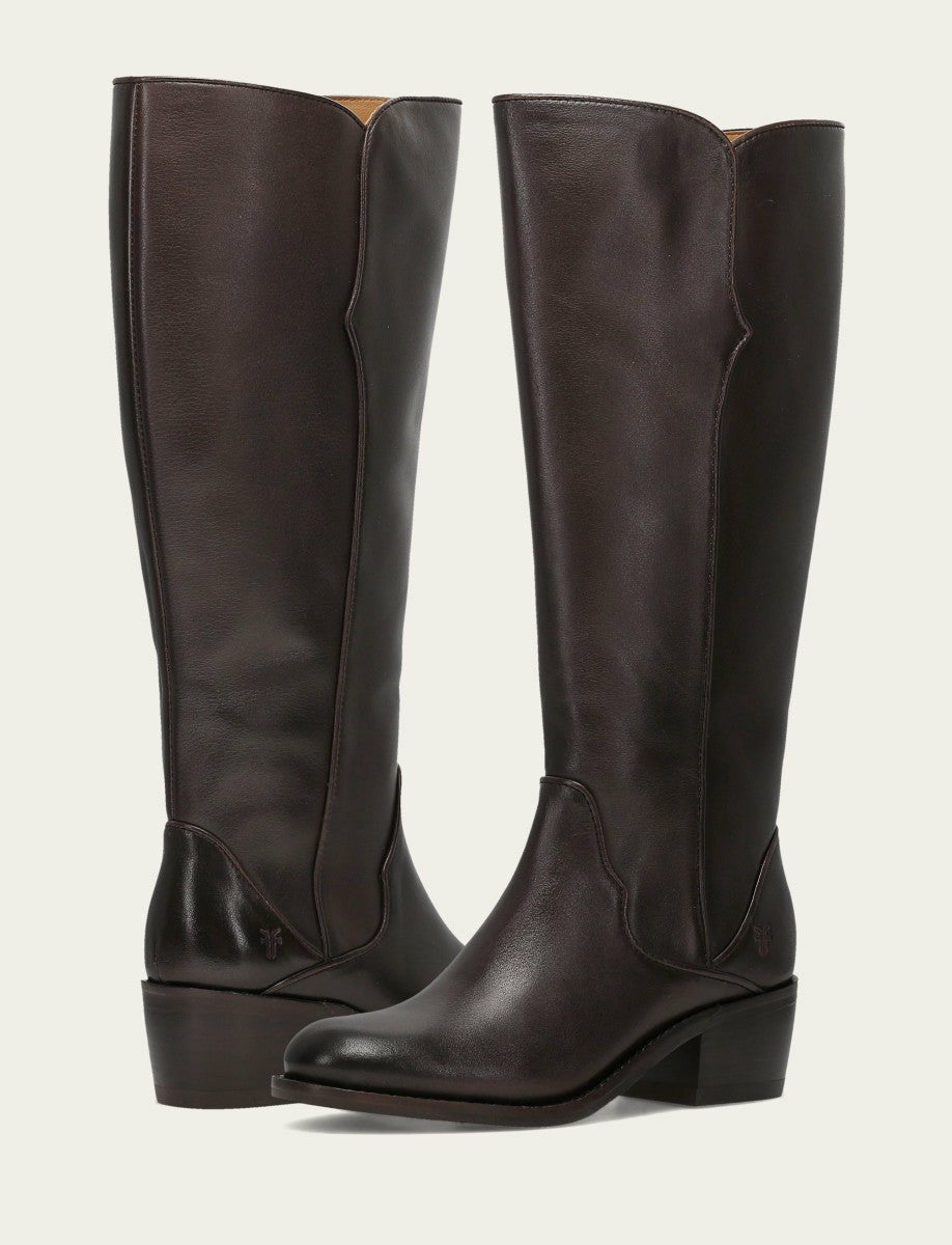 FRYE Women's Dark Brown Carson 2 Piping Tall Boot