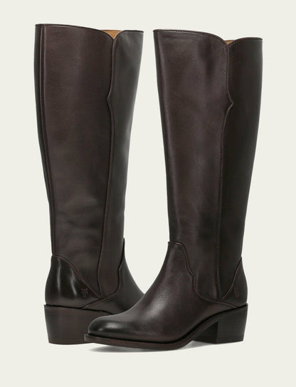 FRYE Women's Dark Brown Carson 2 Piping Tall Boot