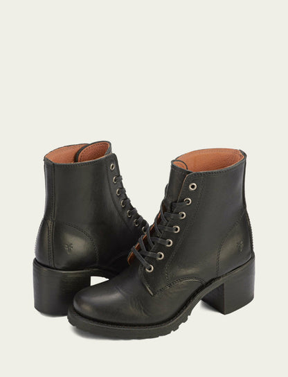 FRYE Women's Black Sabrina 6G Lace Up Booties