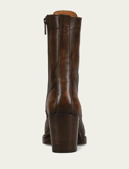 FRYE Women's Distressed Dk Brown Jean Lace Up Boot