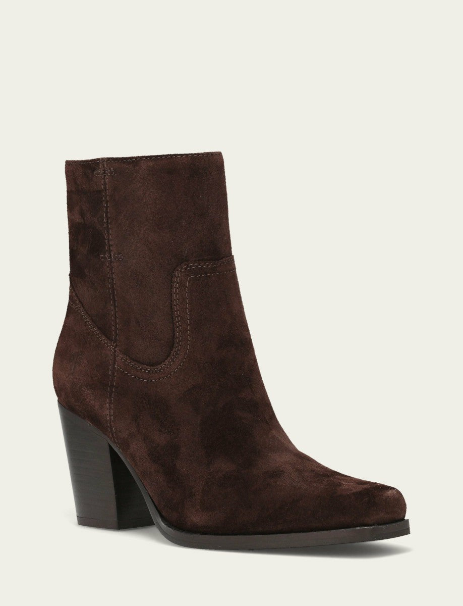 FRYE Women's Chocolate Suede Shiloh Zip Bootie