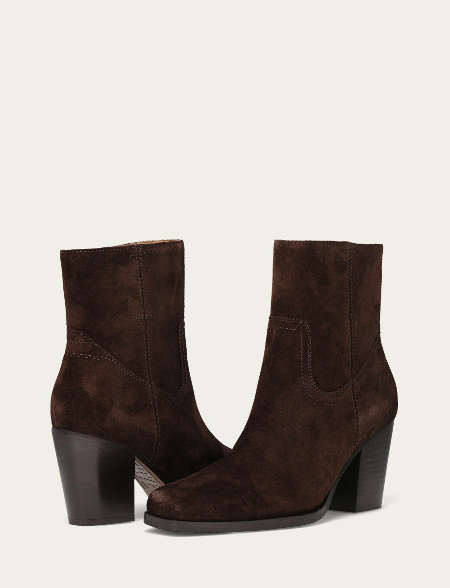 FRYE Women's Chocolate Suede Shiloh Zip Bootie