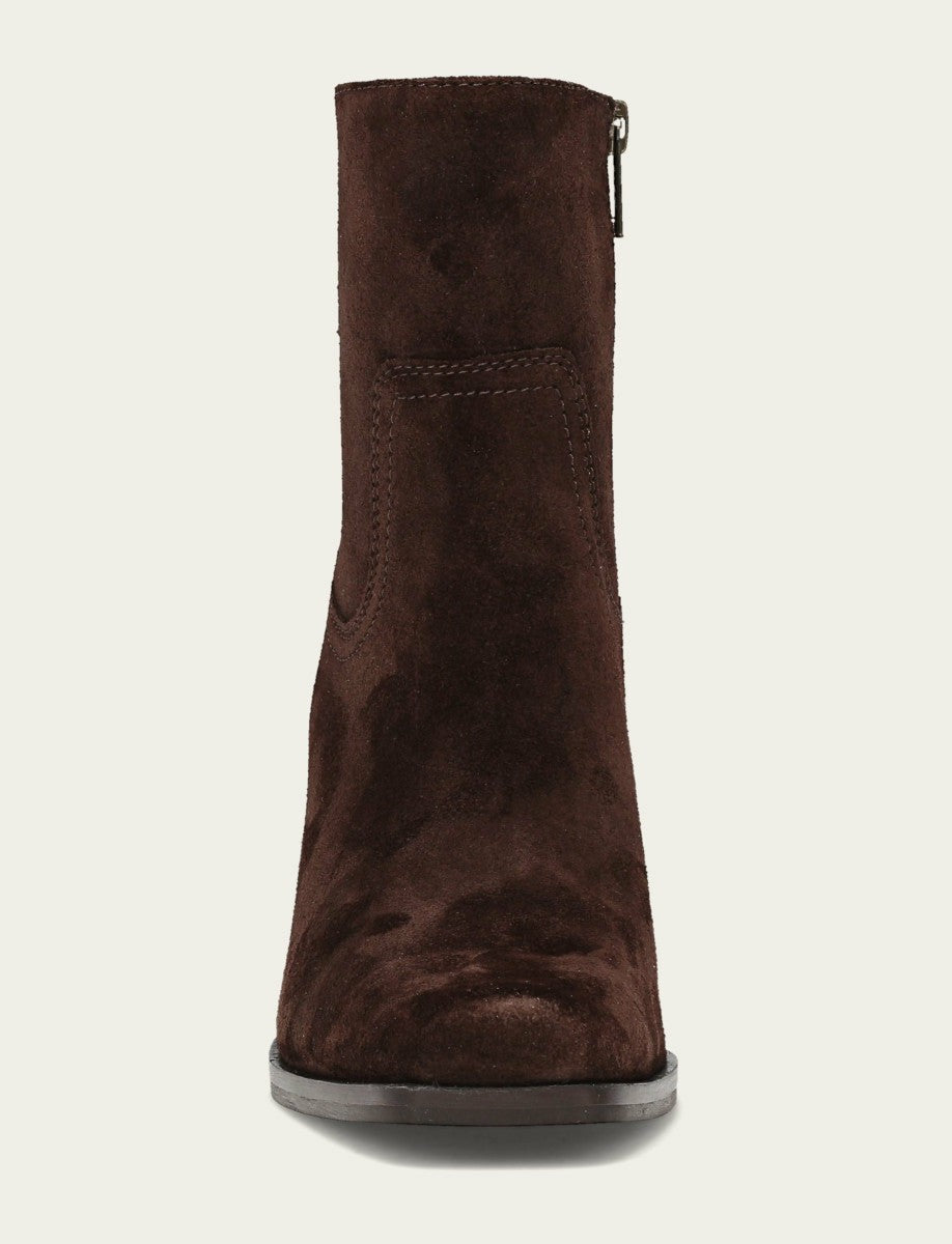 FRYE Women's Chocolate Suede Shiloh Zip Bootie
