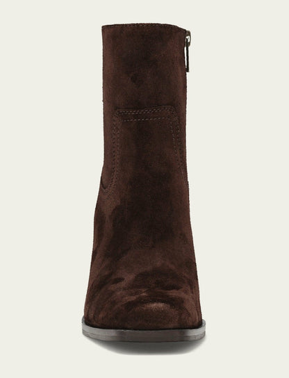 FRYE Women's Chocolate Suede Shiloh Zip Bootie