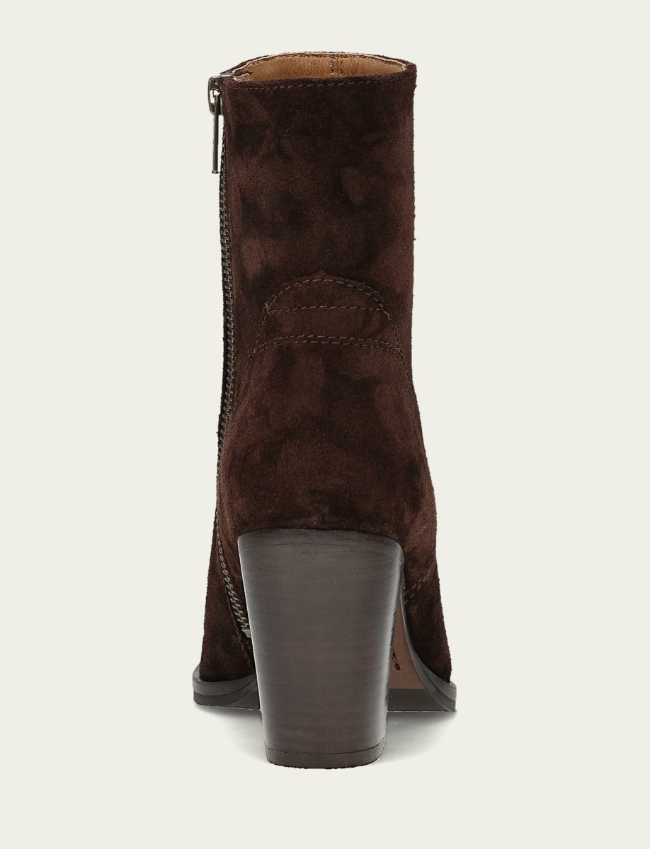 FRYE Women's Chocolate Suede Shiloh Zip Bootie