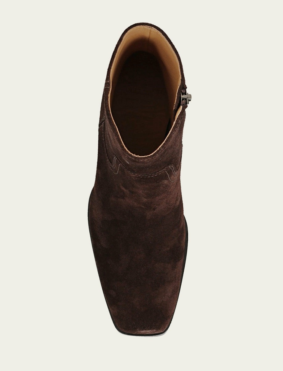 FRYE Women's Chocolate Suede Shiloh Zip Bootie