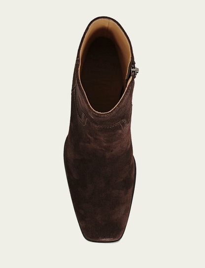 FRYE Women's Chocolate Suede Shiloh Zip Bootie