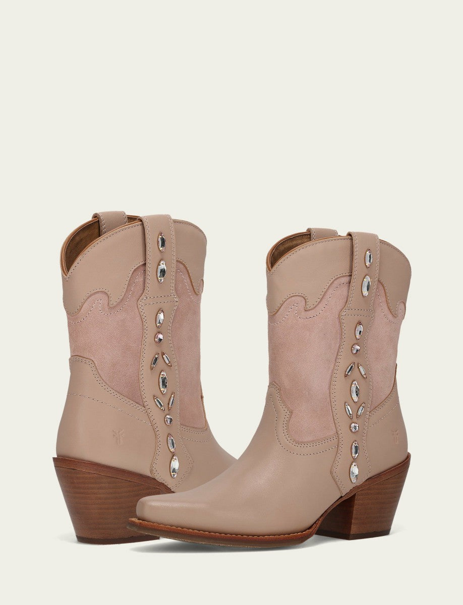 FRYE Women’s Rosa Leather Laila Short Rhinestone Booties