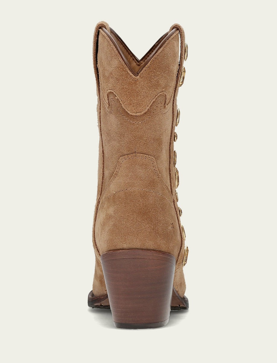 FRYE Women’s Almond Suede Leather Laila Short Rhinestone Booties