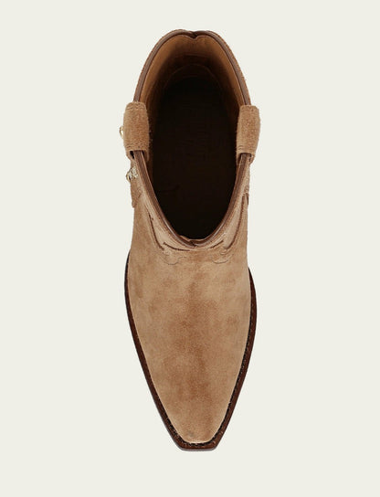 FRYE Women’s Almond Suede Leather Laila Short Rhinestone Booties