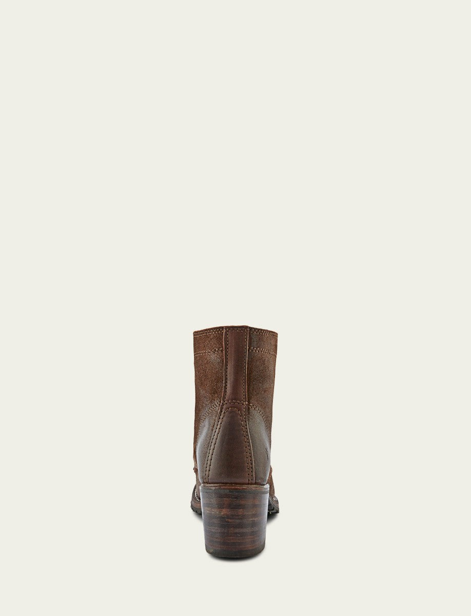 FRYE Women's Dark Brown Sabrina 6G Lace Up Booties