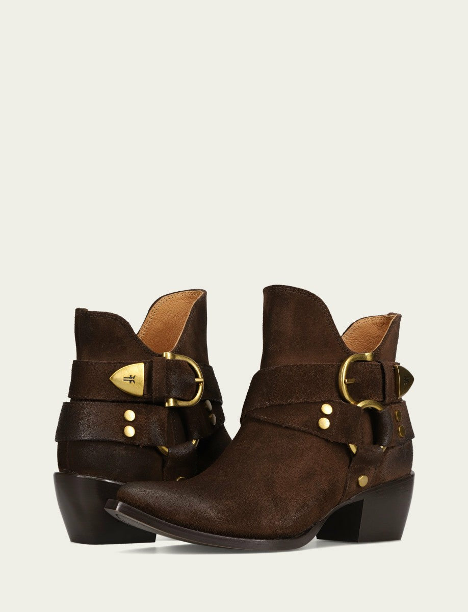 FRYE Women's Chocolate Sacha Multi Strap Booties