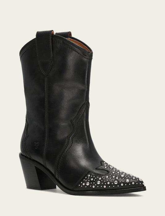 FRYE Women's Black Sara Wingtip Stud Boot