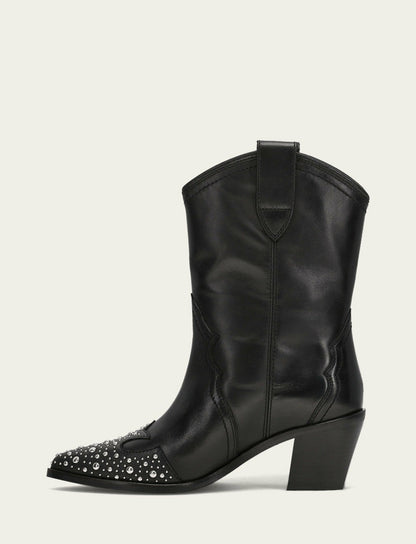 FRYE Women's Black Sara Wingtip Stud Boot