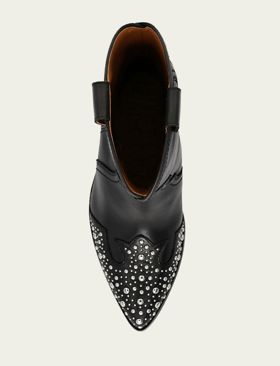 FRYE Women's Black Sara Wingtip Stud Boot