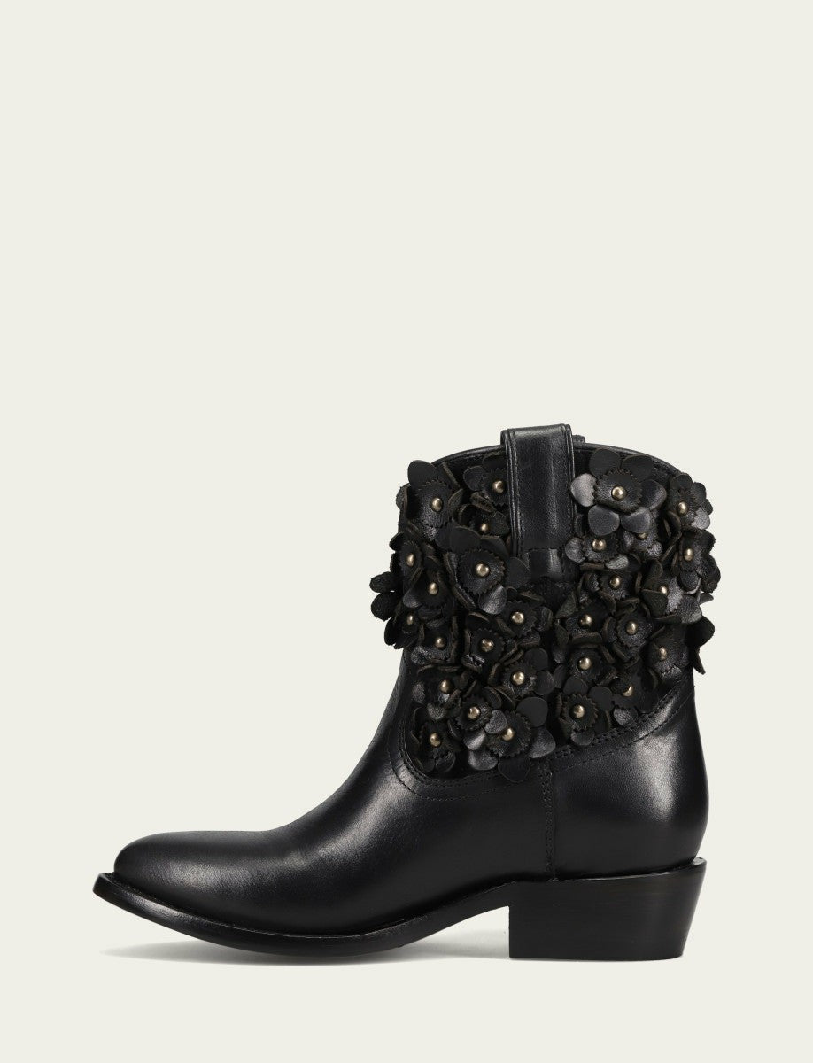 FRYE Women's Black Billy Flower Bootie