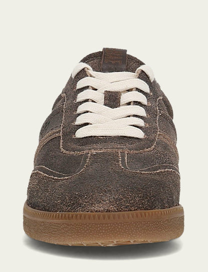 FRYE Women's Dark Truffle Milly Low Lace Shearling Sneaker