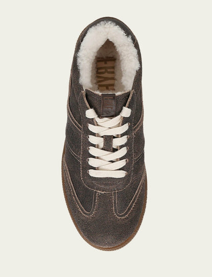 FRYE Women's Dark Truffle Milly Low Lace Shearling Sneaker