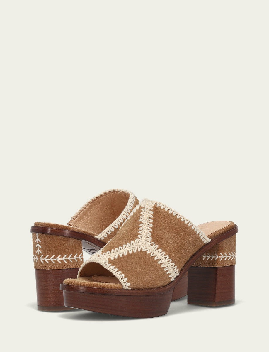 FRYE Women's Almond Pipa Crochet Platform Sandals