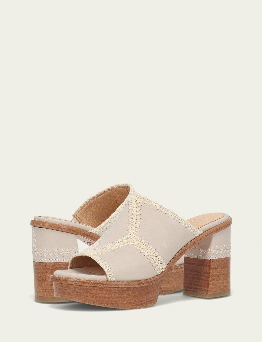 FRYE Women's Ivory Pipa Crochet Platform Sandals