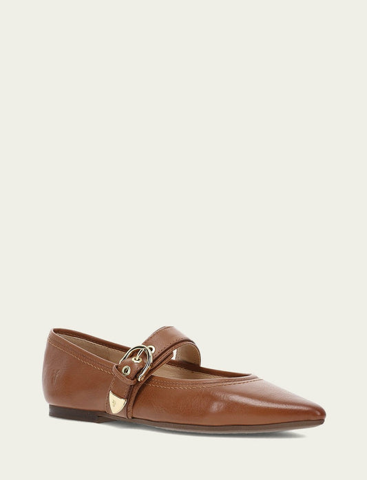 FRYE Women’s Dark Latte Heather Buckle Mary Jane Flats