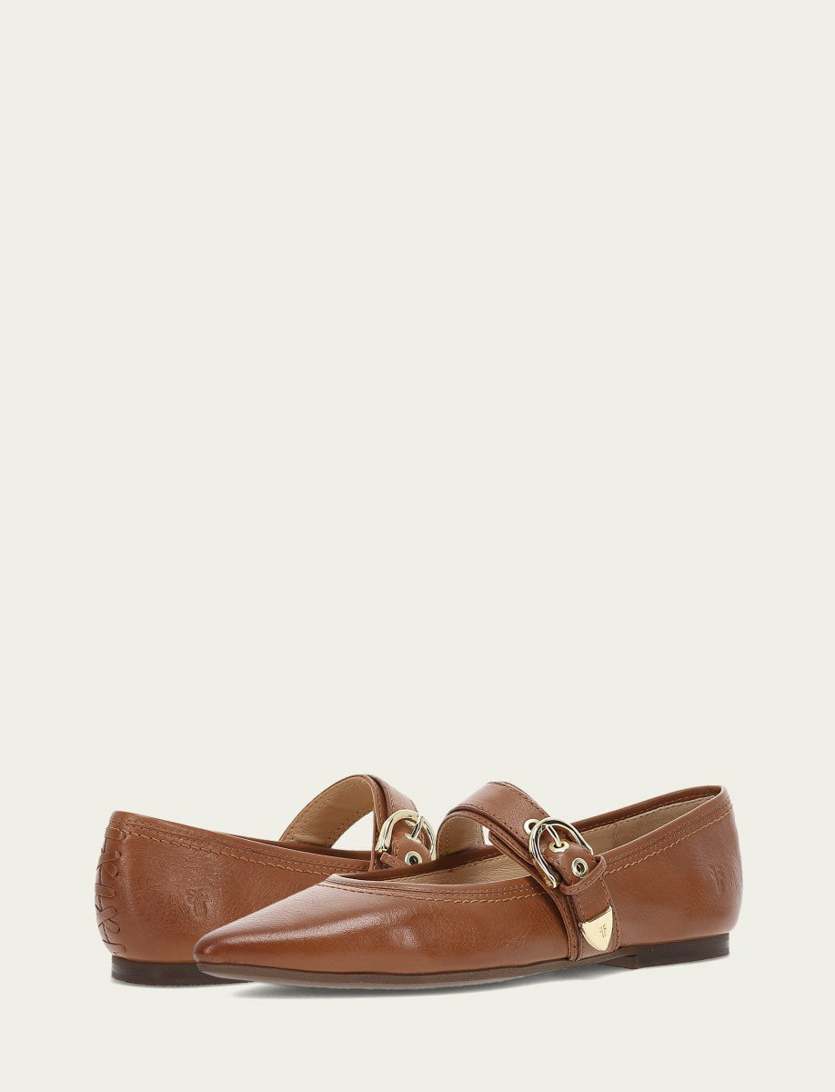 FRYE Women’s Dark Latte Heather Buckle Mary Jane Flats