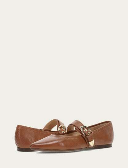 FRYE Women’s Dark Latte Heather Buckle Mary Jane Flats