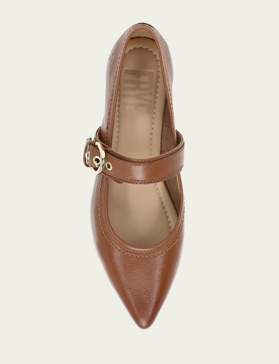 FRYE Women’s Dark Latte Heather Buckle Mary Jane Flats