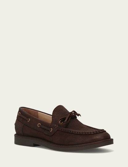 FRYE Women’s Brown Leather Harper One Eye Tie Boat Shoes