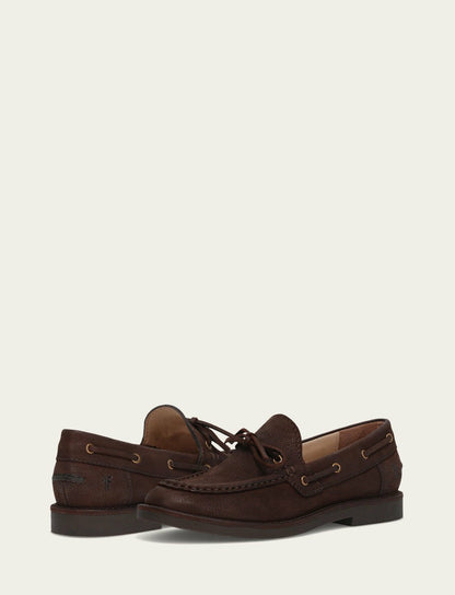 FRYE Women’s Brown Leather Harper One Eye Tie Boat Shoes